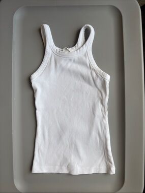 H&M White Ribbed Womens Tank Top - Slim Fit